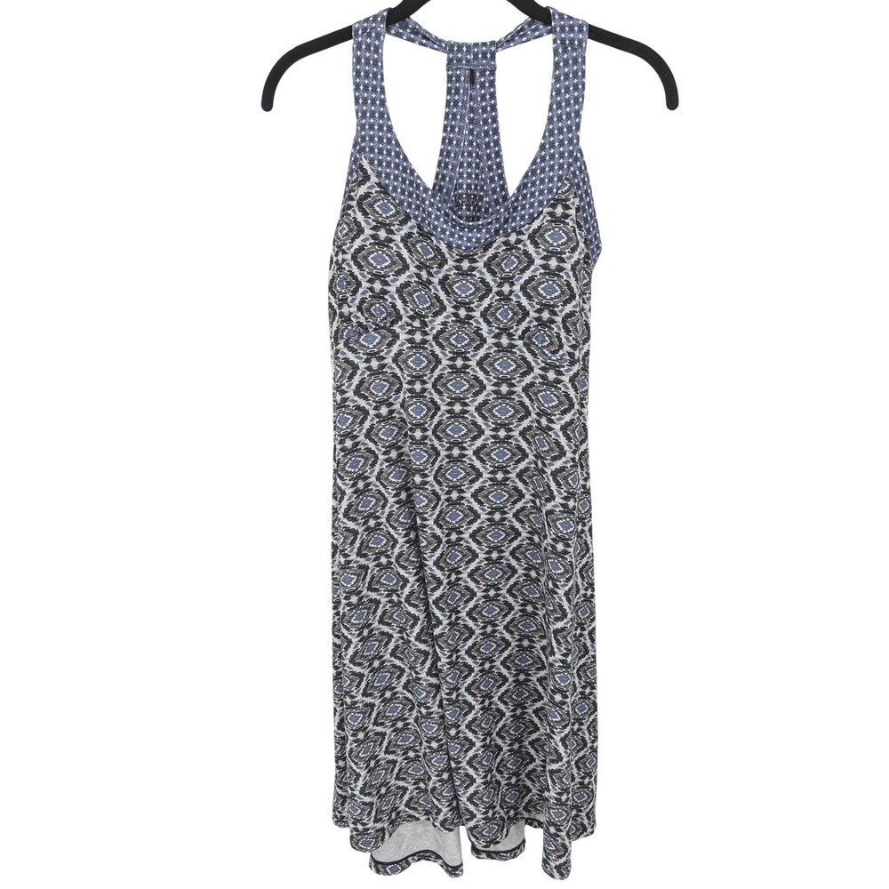 Prana Dress Women Medium Blue Geometric Ikat Racerback Shelf Bra Gorpcore Casual